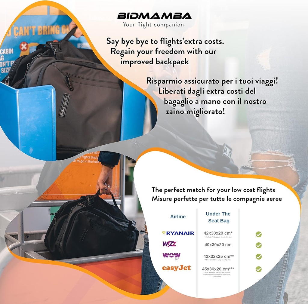 BidMamba Mochila Viaje Cabina